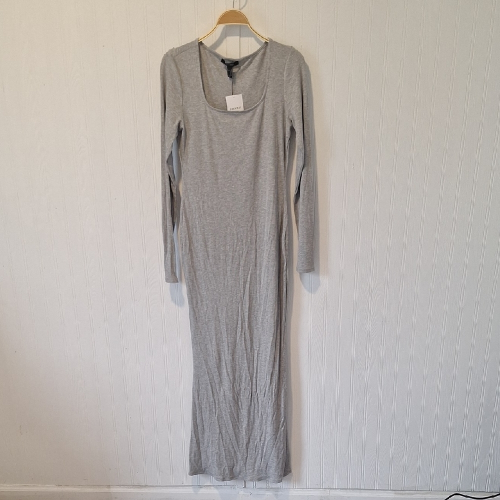 Forever 21 Light Gray Maxi Dress | Chic Long Sleeve | Size XL